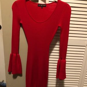 Red Long Sleeve Sweater Dress